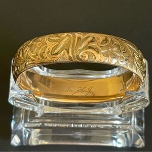 Vintage S.B.co. Gold filled Engraved Floral Bangle Bracelet